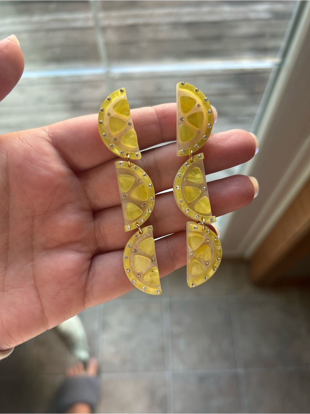 Yellow Lemon Slice Drop Earrings - Brand: